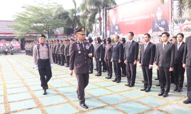 Upacara Hari Bayangkara Di Pimpin Langsung Kapolres Purworejo AKBP Andri Agustiano, S.I.K., M.Si.,
